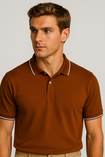 Contoured Cedar Brown Polo T-Shirt