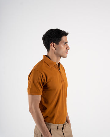Zipper Dune Yellow Polo T-Shirt