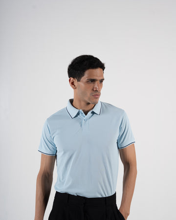 Contoured Arctic Blue Polo T-Shirt