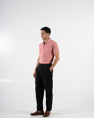 Zipper Sienna Terracotta Polo T-Shirt