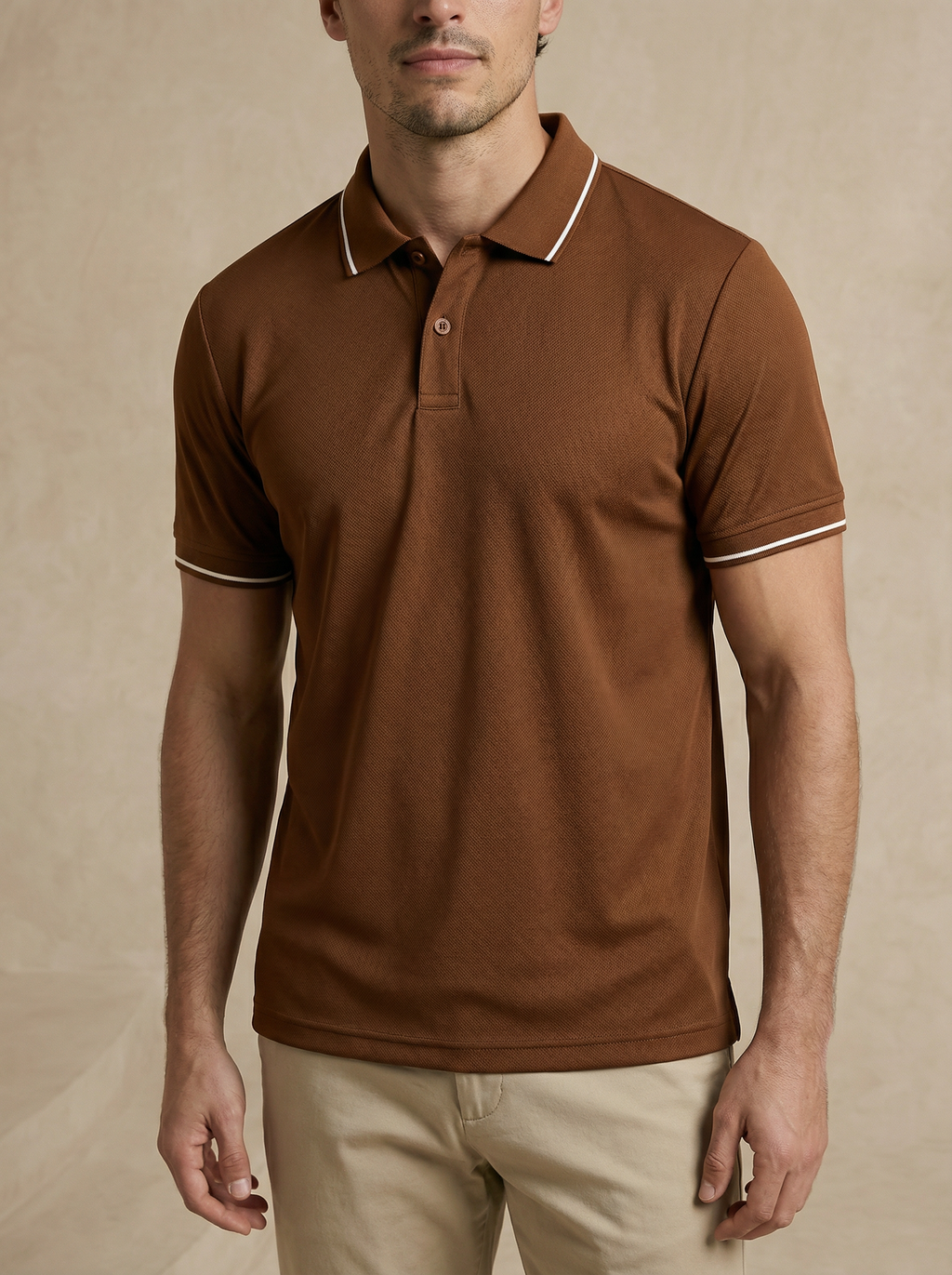 Contoured Cedar Brown Polo T-Shirt