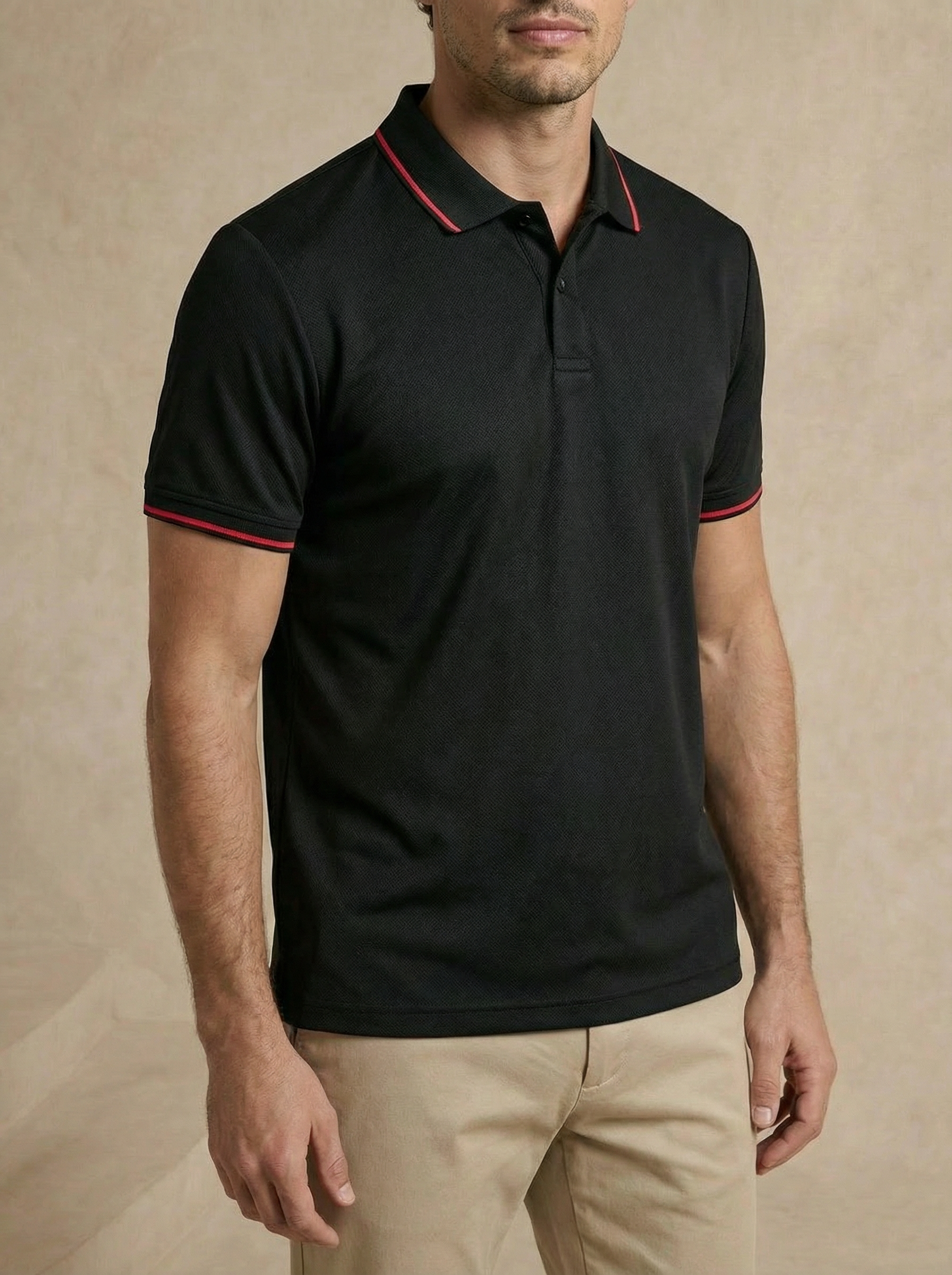 Contoured Obsidian Black Polo T-Shirt
