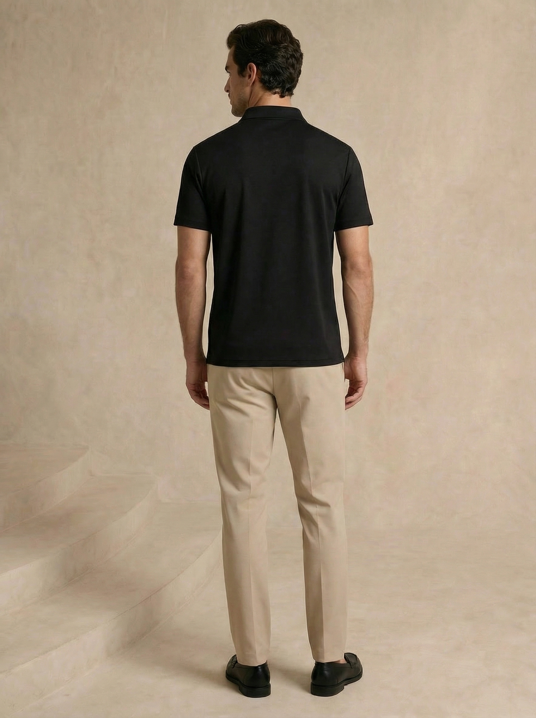 Zipper Obsidian Black Polo T-Shirt