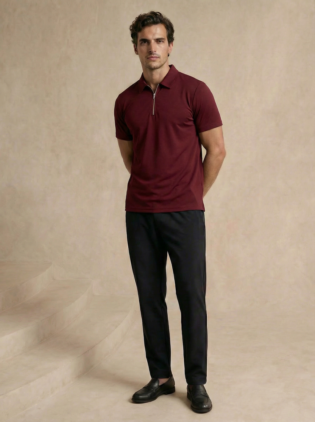 Zipper Regal Red Polo T-Shirt
