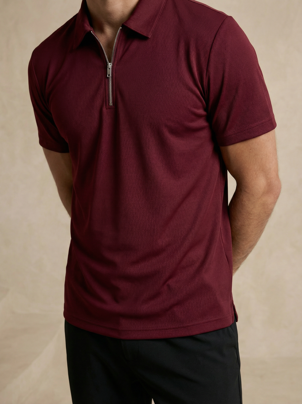 Zipper Regal Red Polo T-Shirt