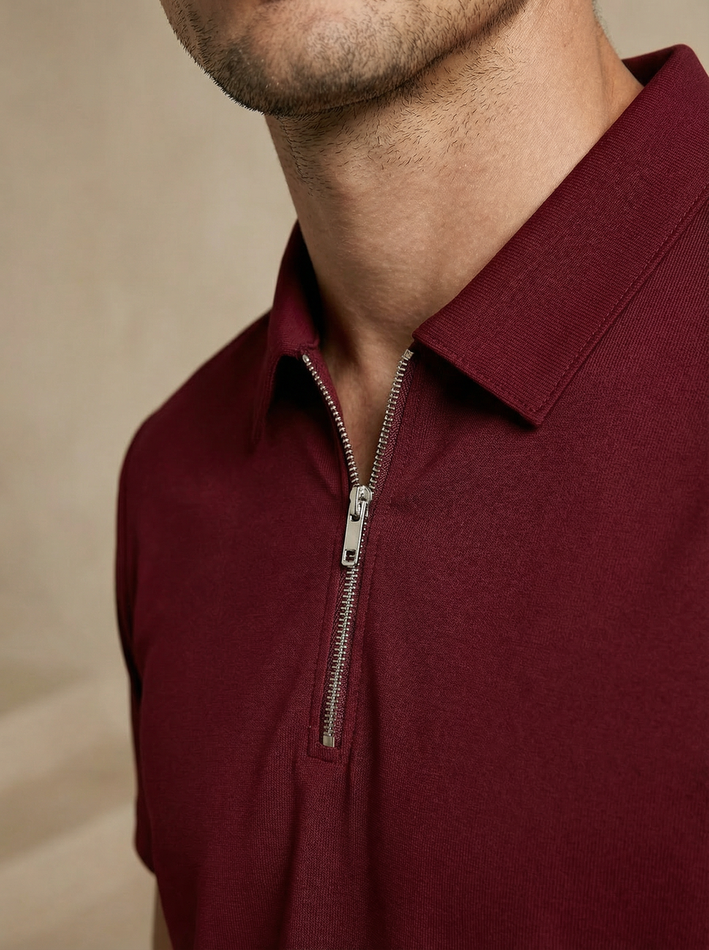 Zipper Regal Red Polo T-Shirt