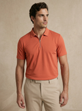 Zipper Sienna Terracotta Polo T-Shirt