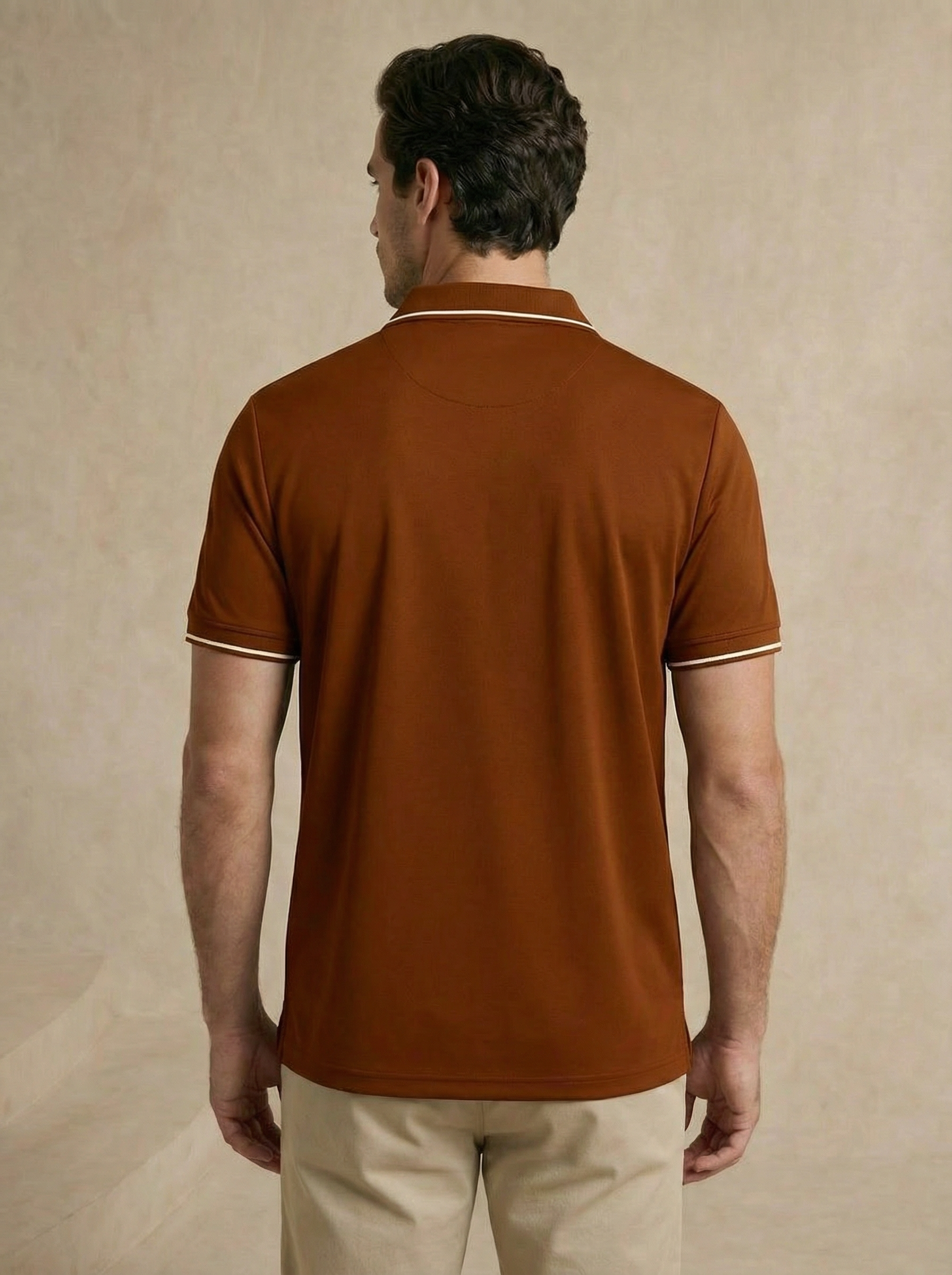 Contoured Cedar Brown Polo T-Shirt