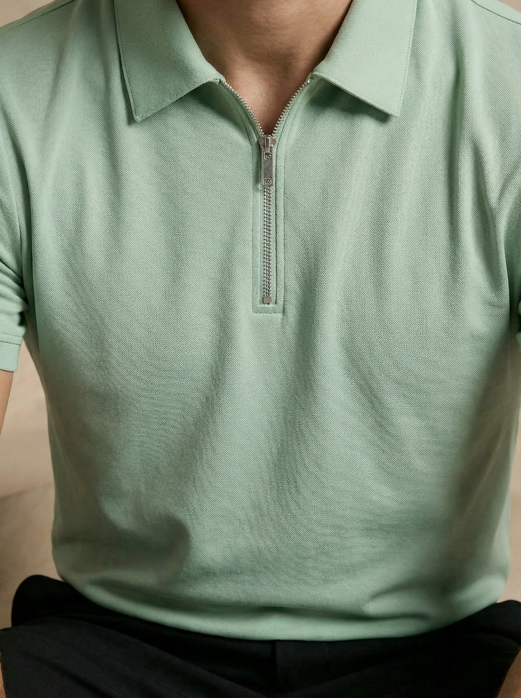 Zipper Glacier Green Polo T-Shirt