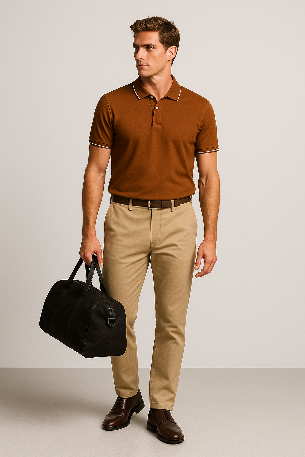 Contoured Cedar Brown Polo T-Shirt