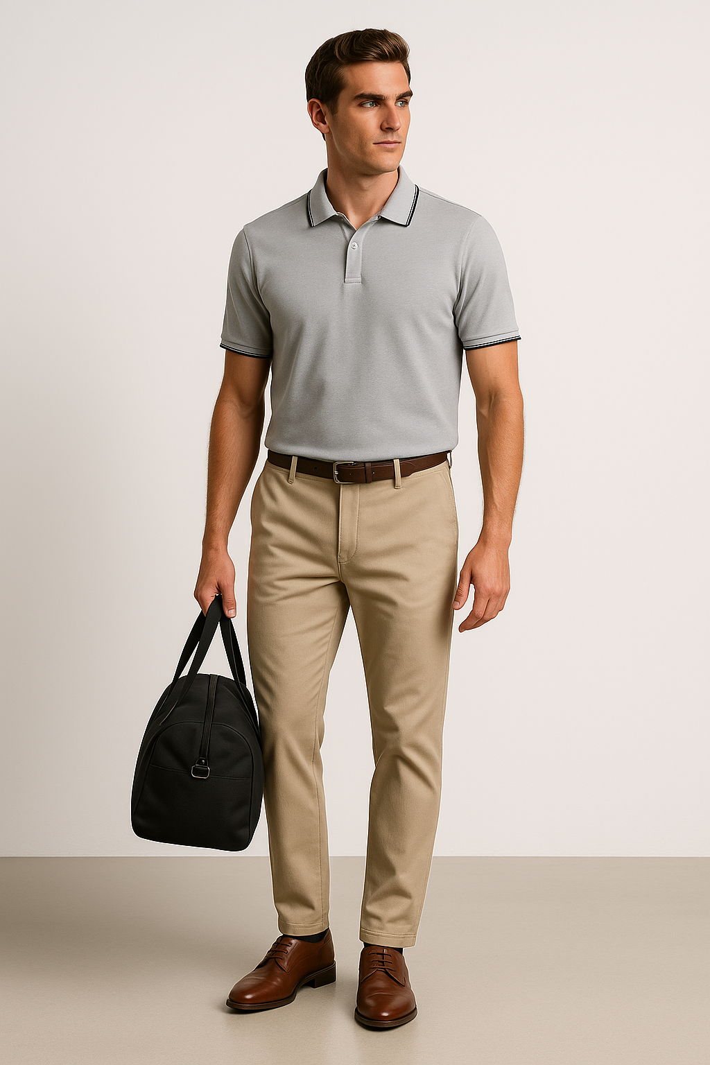 Contoured Cloud Grey Polo T-Shirt