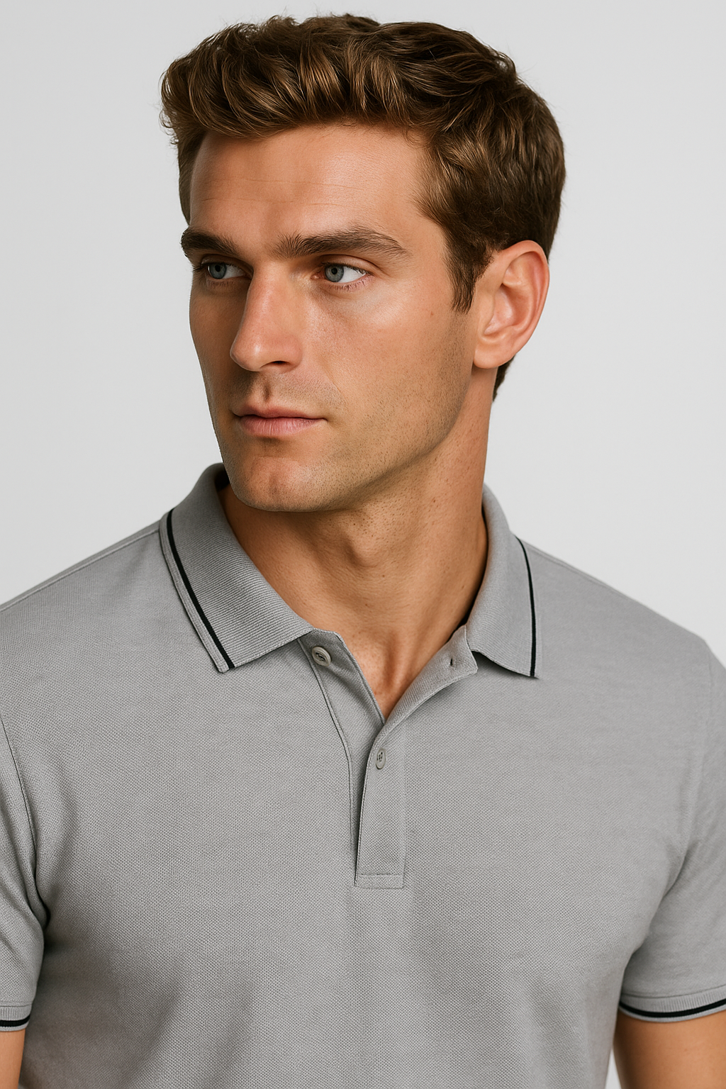 Contoured Cloud Grey Polo T-Shirt