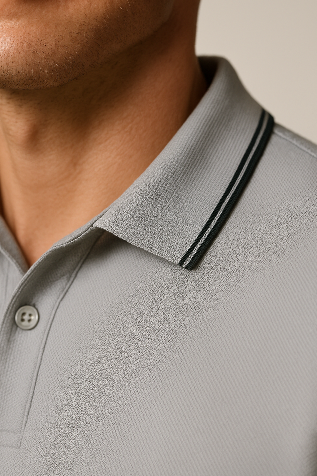 Contoured Cloud Grey Polo T-Shirt