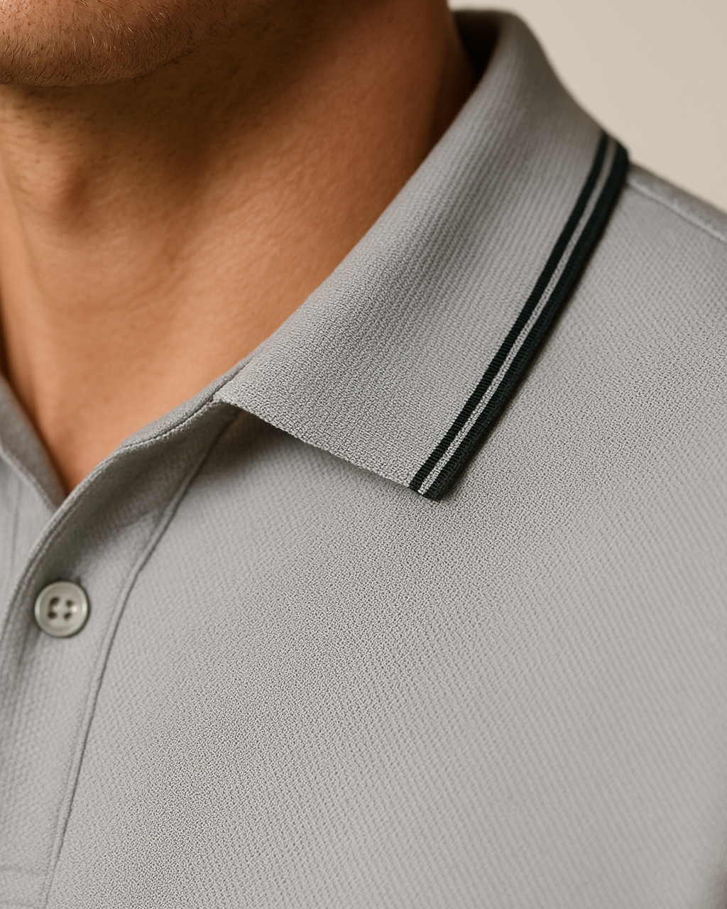 Contoured Cloud Grey Polo T-Shirt