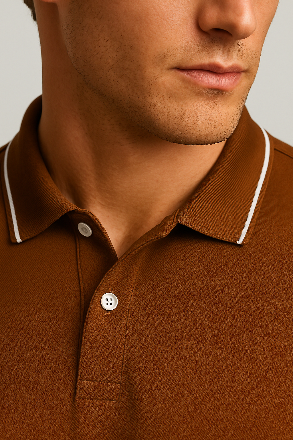 Contoured Cedar Brown Polo T-Shirt
