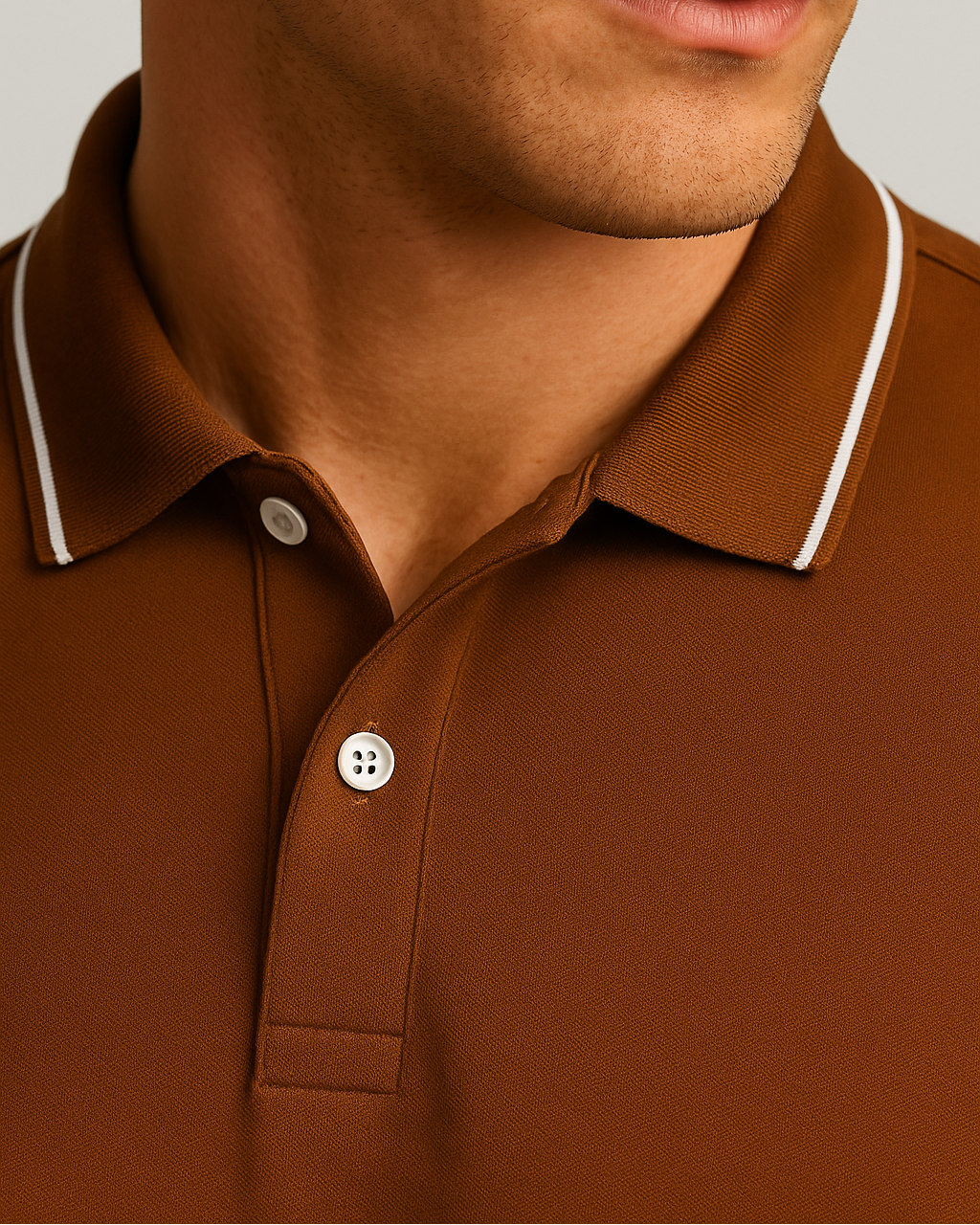 Contoured Cedar Brown Polo T-Shirt