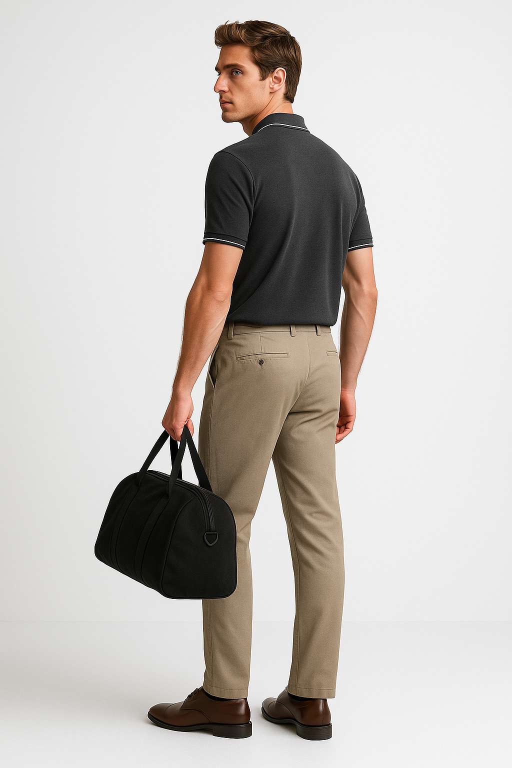 Contoured Slate Grey Polo T-Shirt
