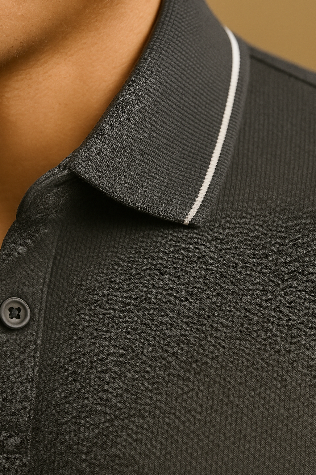 Contoured Slate Grey Polo T-Shirt