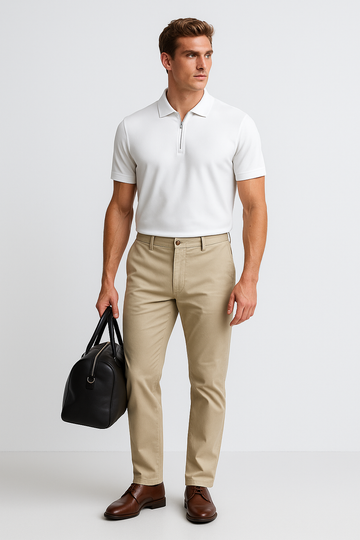 Zipper Snow White Polo T-Shirt