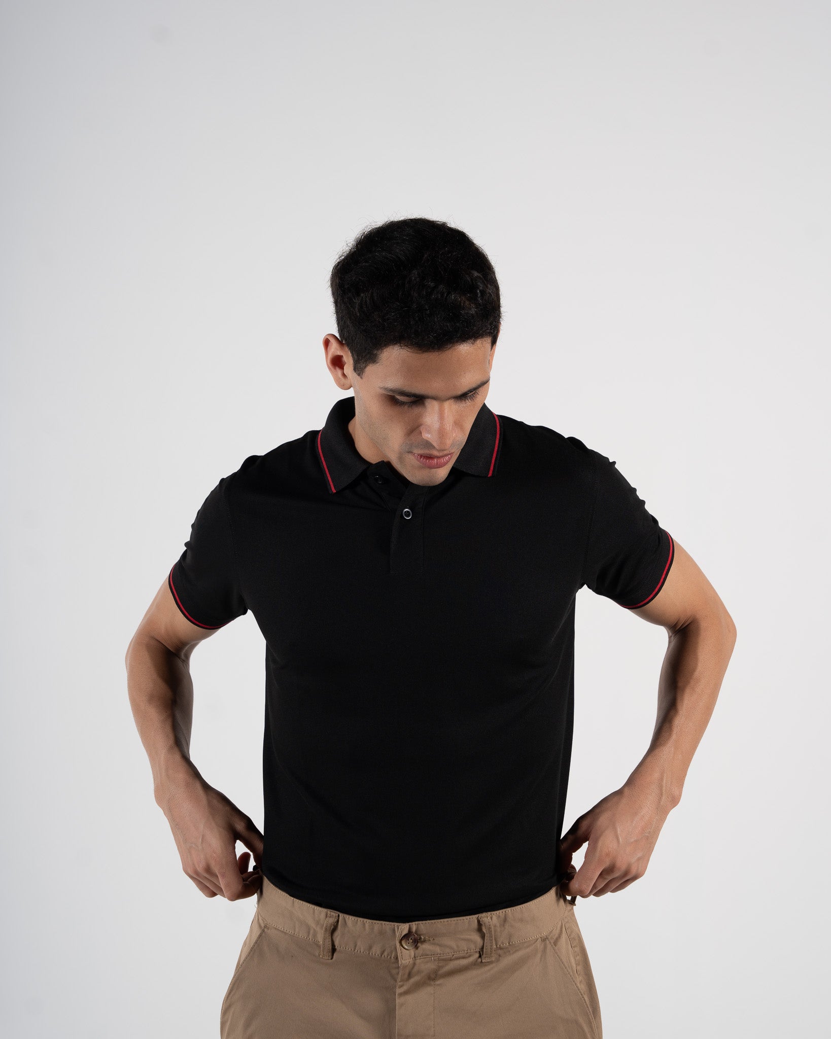 Contoured Obsidian Black Polo T-Shirt