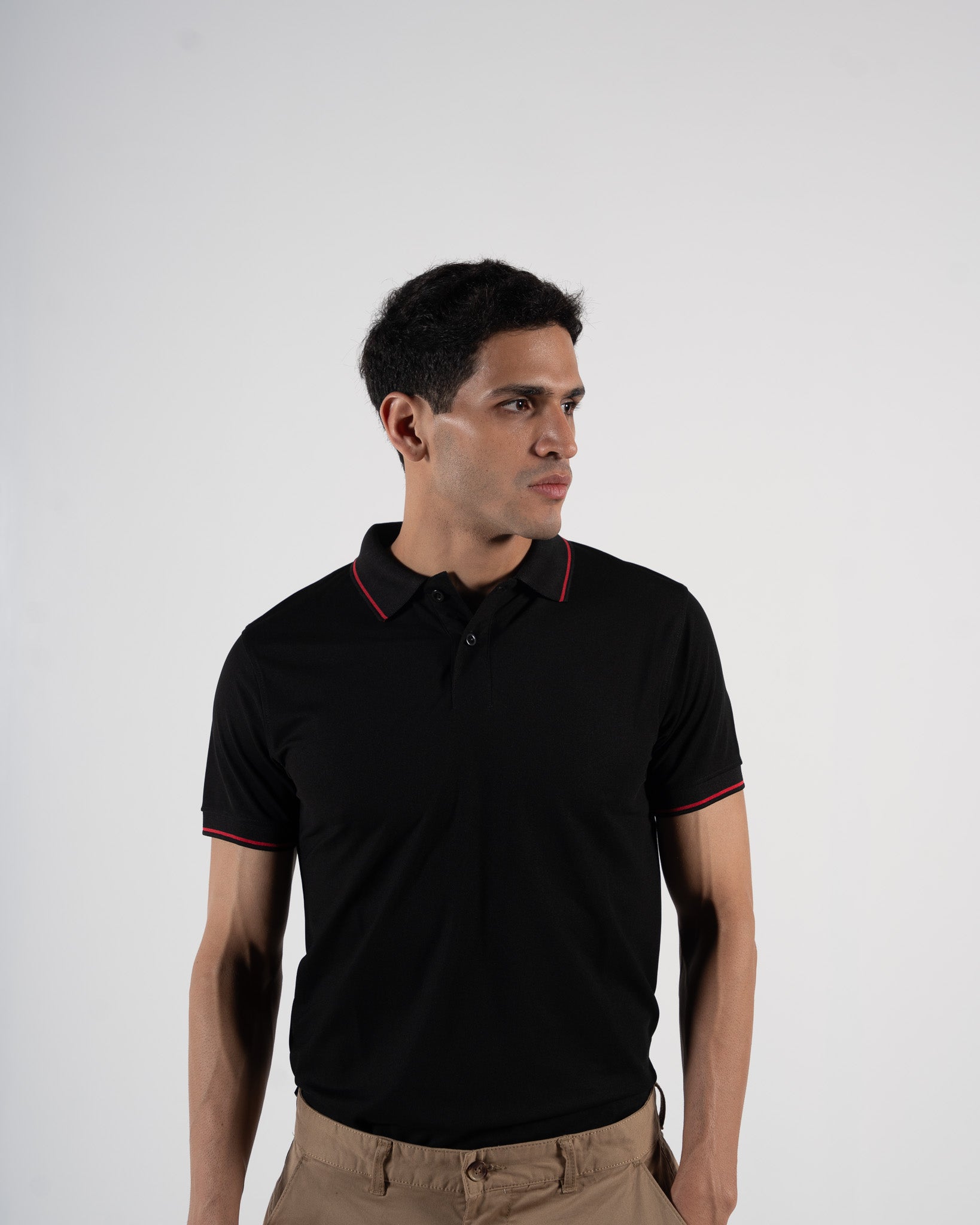 Contoured Obsidian Black Polo T-Shirt
