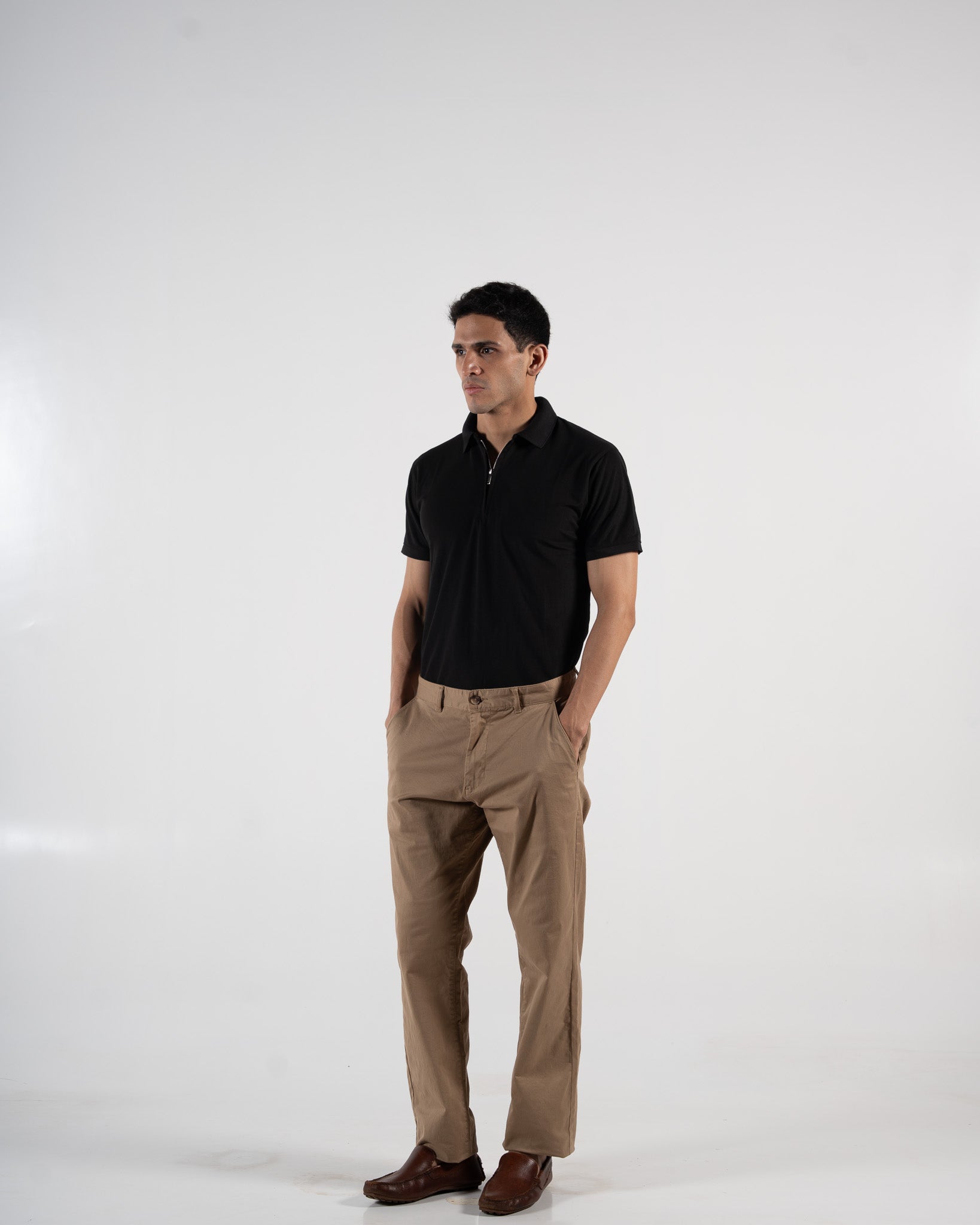 Zipper Obsidian Black Polo T-Shirt