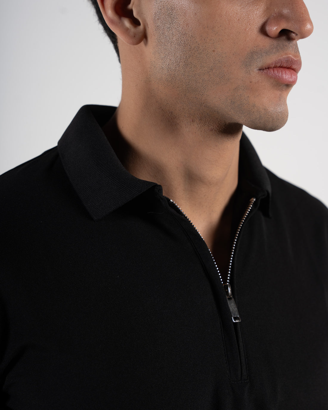 Zipper Obsidian Black Polo T-Shirt