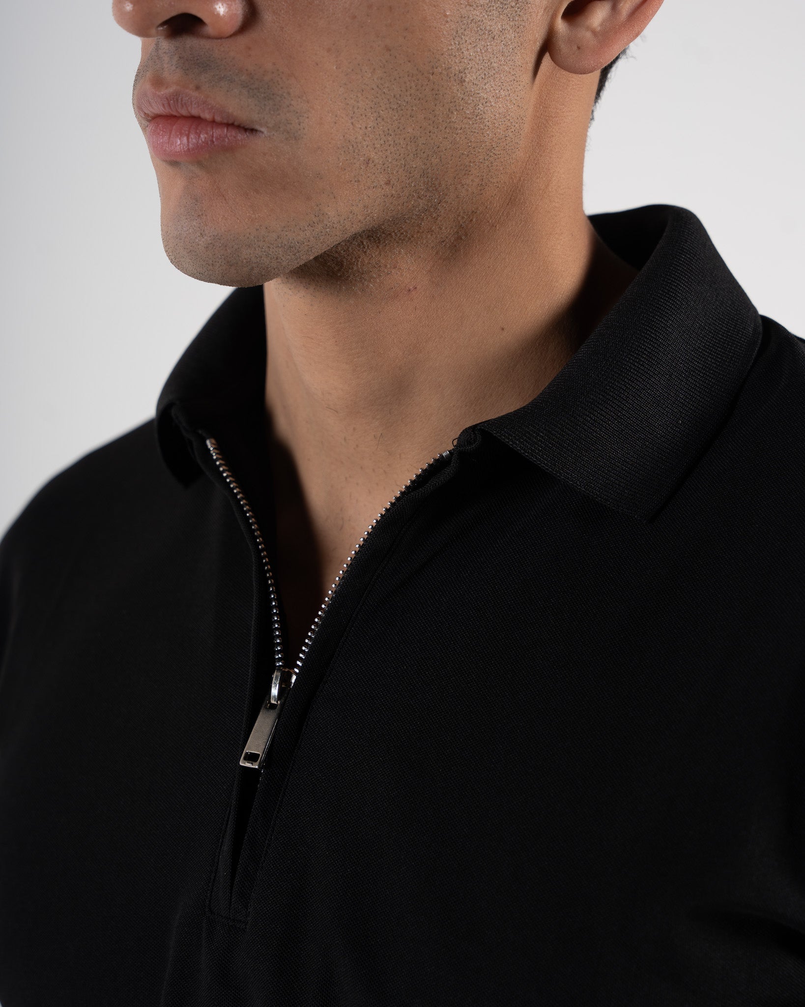 Zipper Obsidian Black Polo T-Shirt