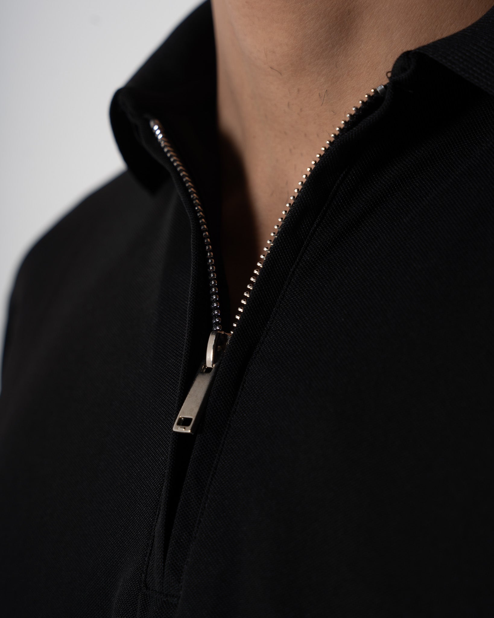 Zipper Obsidian Black Polo T-Shirt