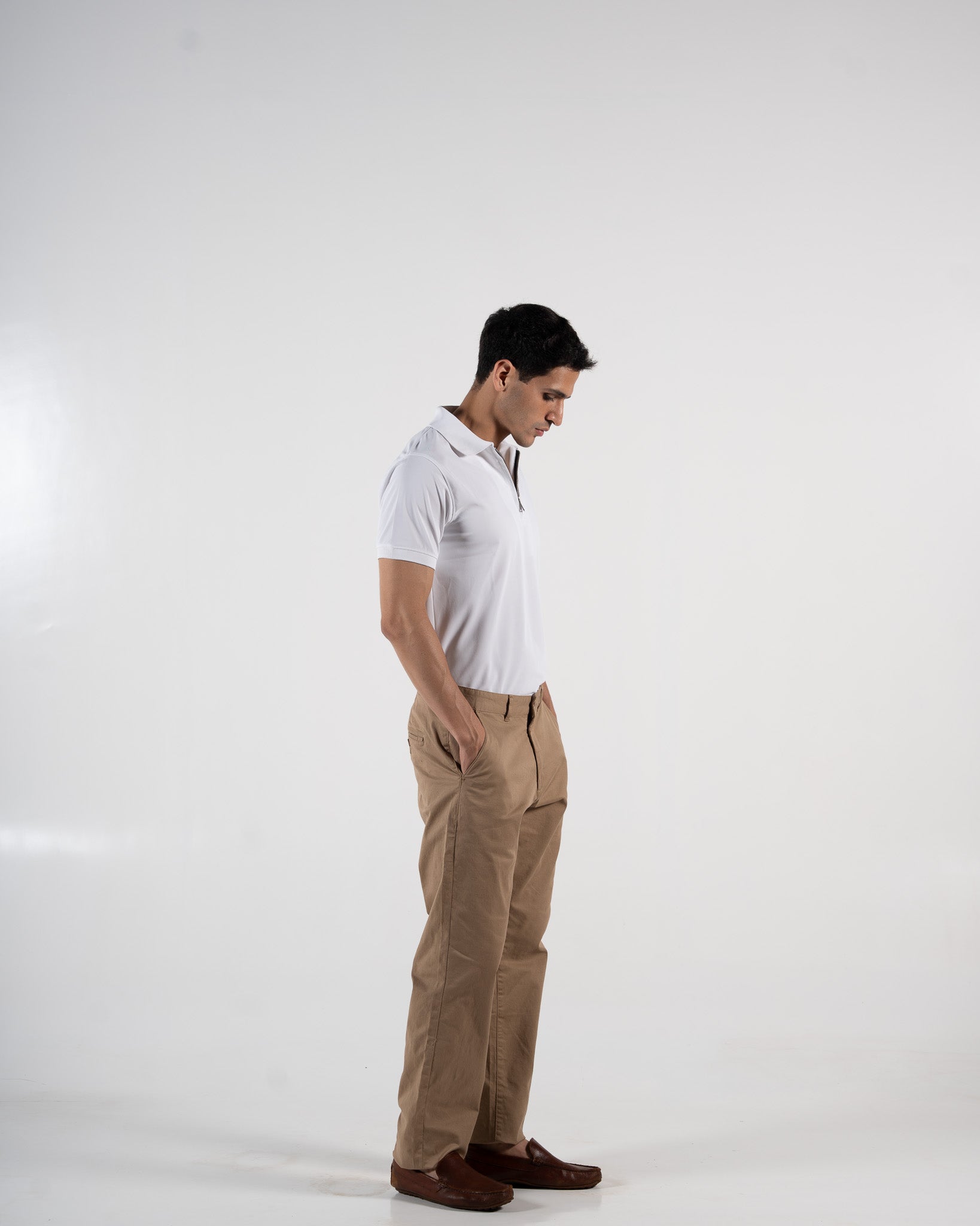 Zipper Snow White Polo T-Shirt