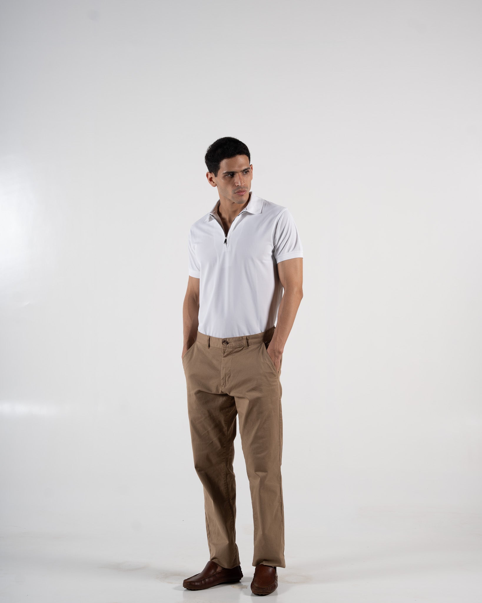 Zipper Snow White Polo T-Shirt