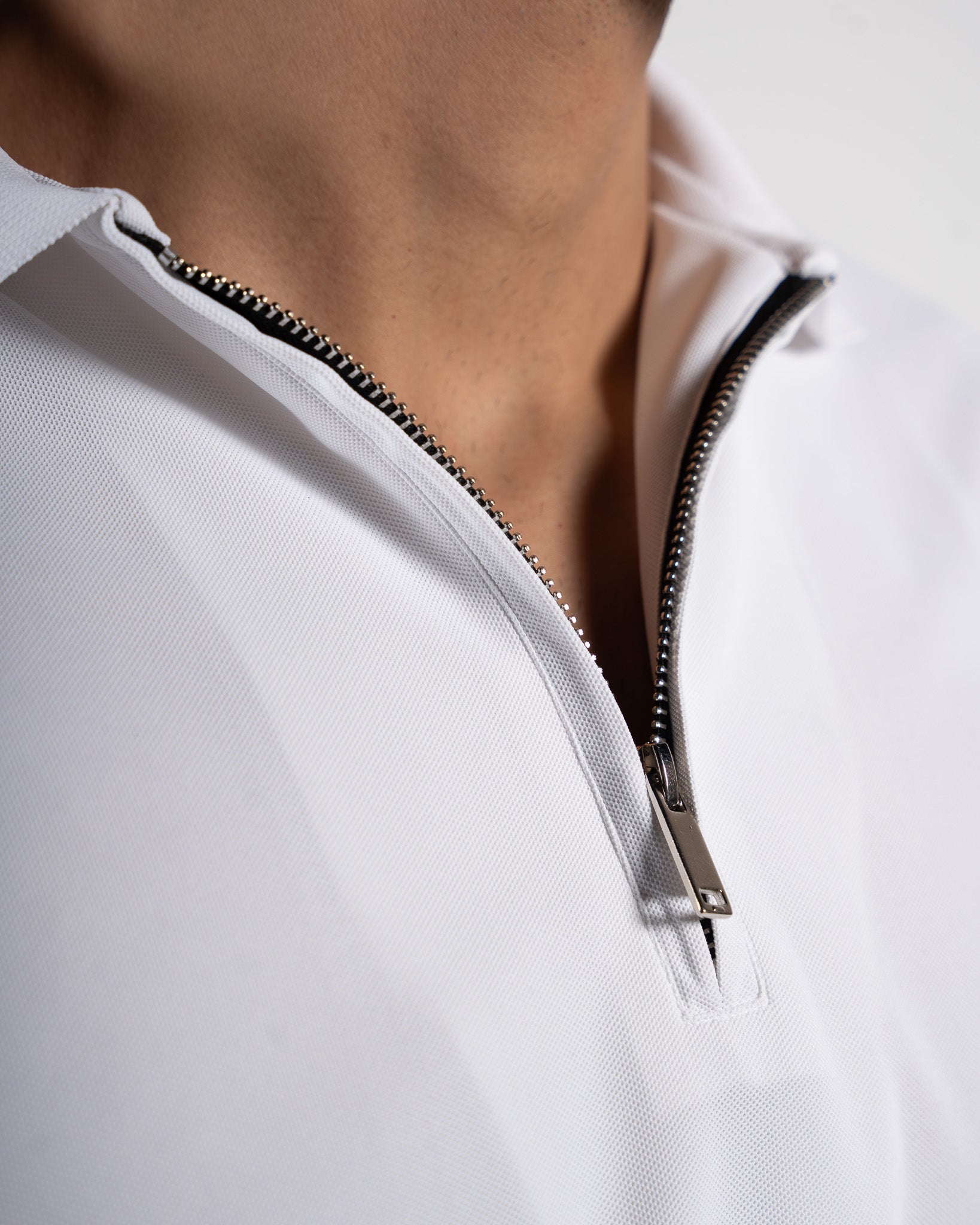 Zipper Snow White Polo T-Shirt