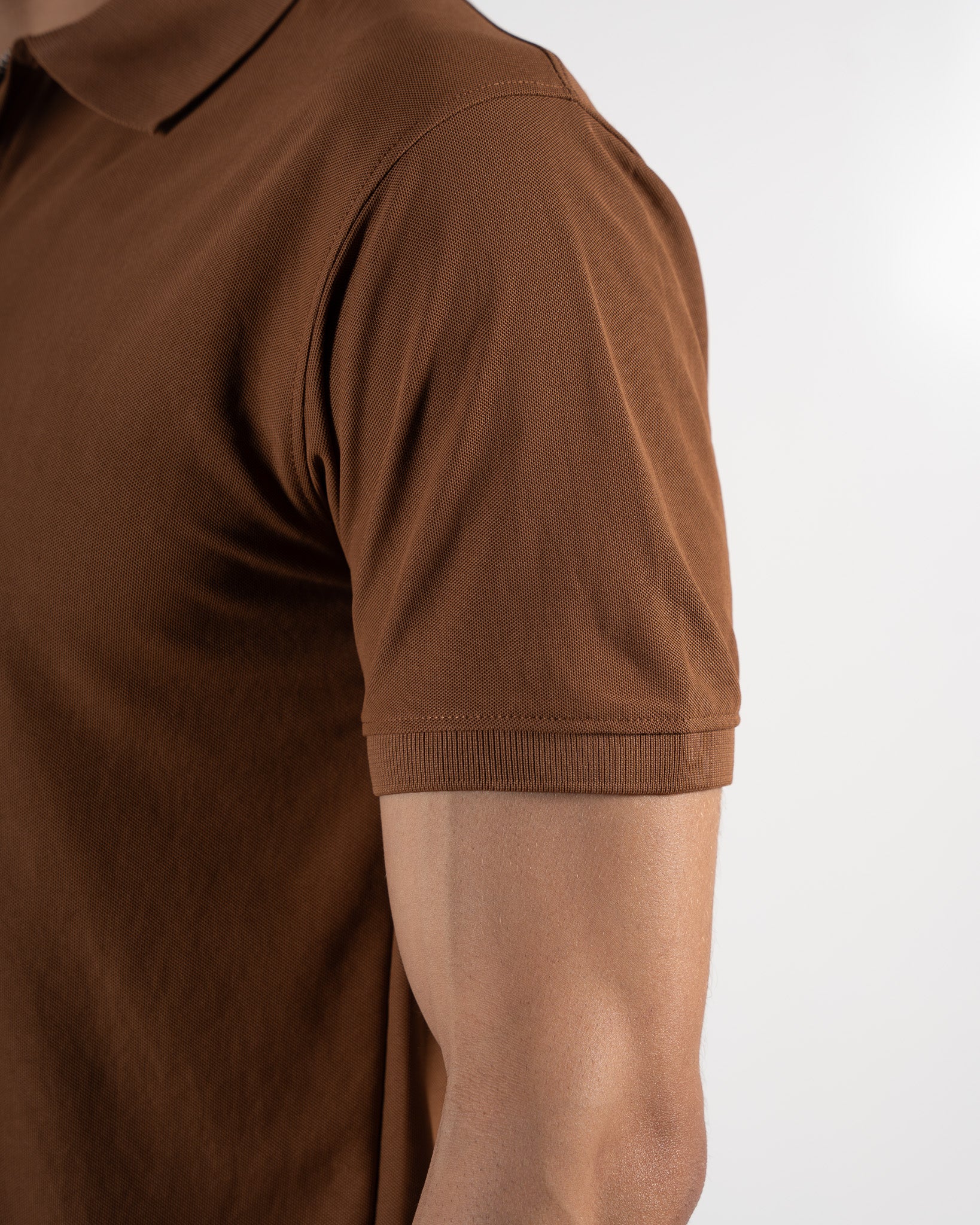 Zipper Cedar Brown Polo T-Shirt