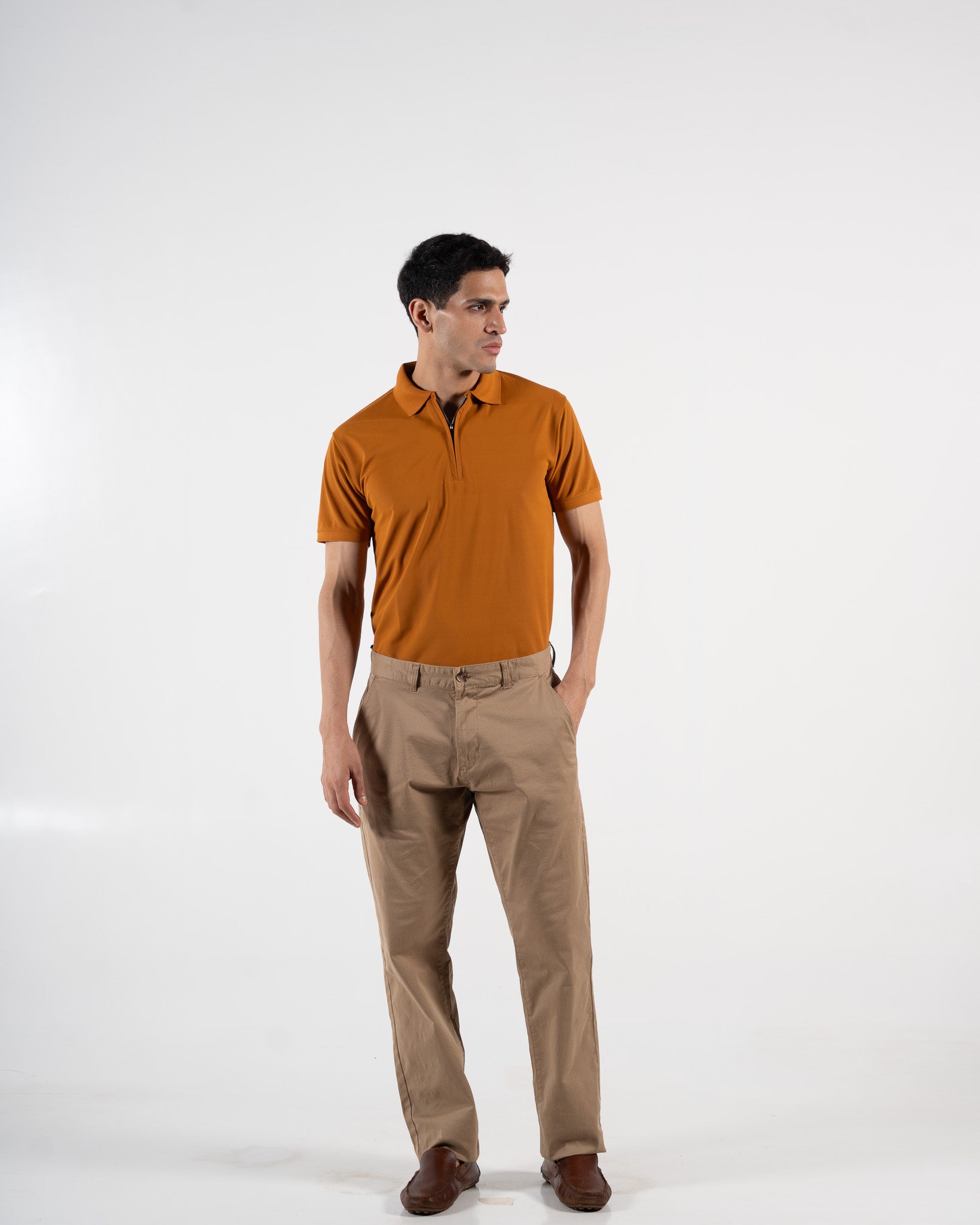 Zipper Dune Yellow Polo T-Shirt