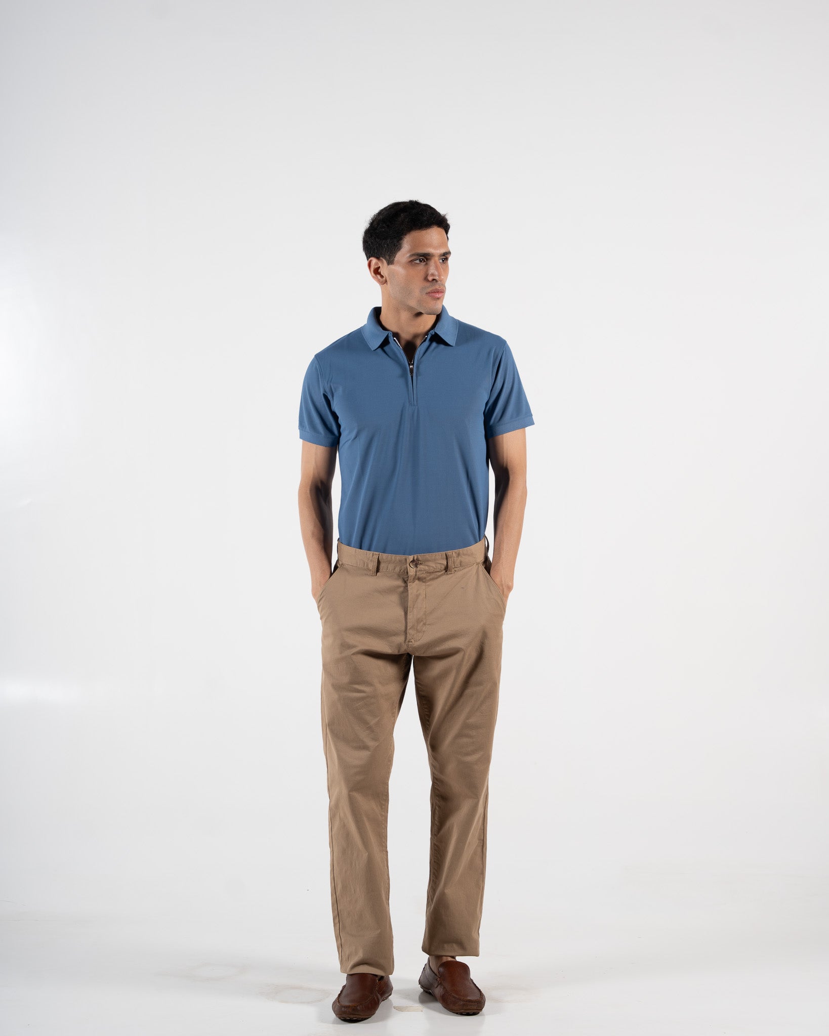 Zipper Atlantic Blue Polo T-Shirt