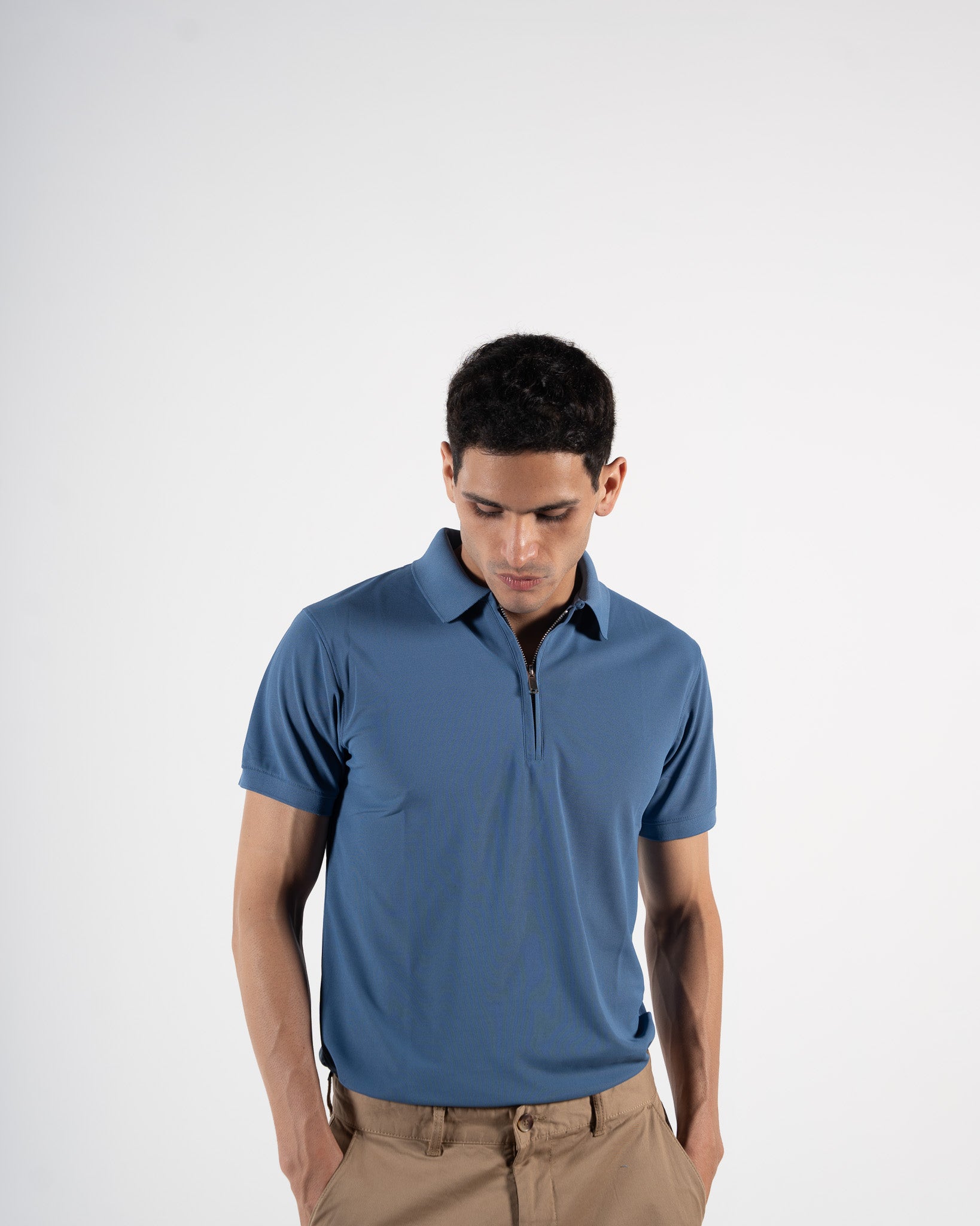 Zipper Atlantic Blue Polo T-Shirt