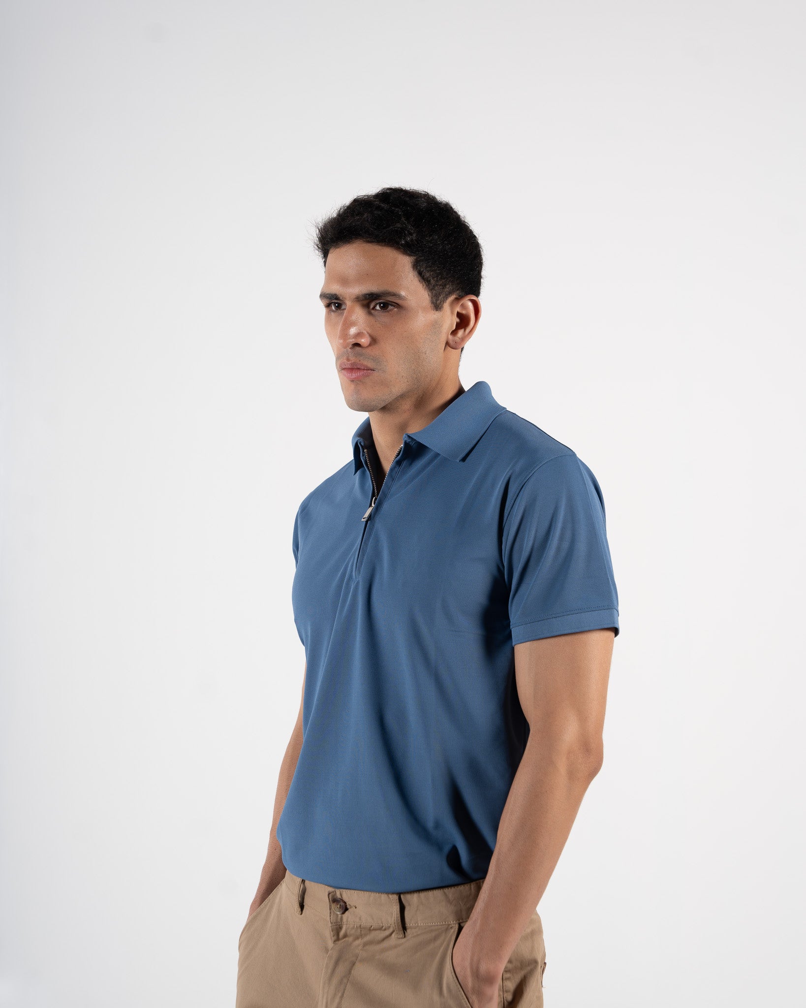Zipper Atlantic Blue Polo T-Shirt