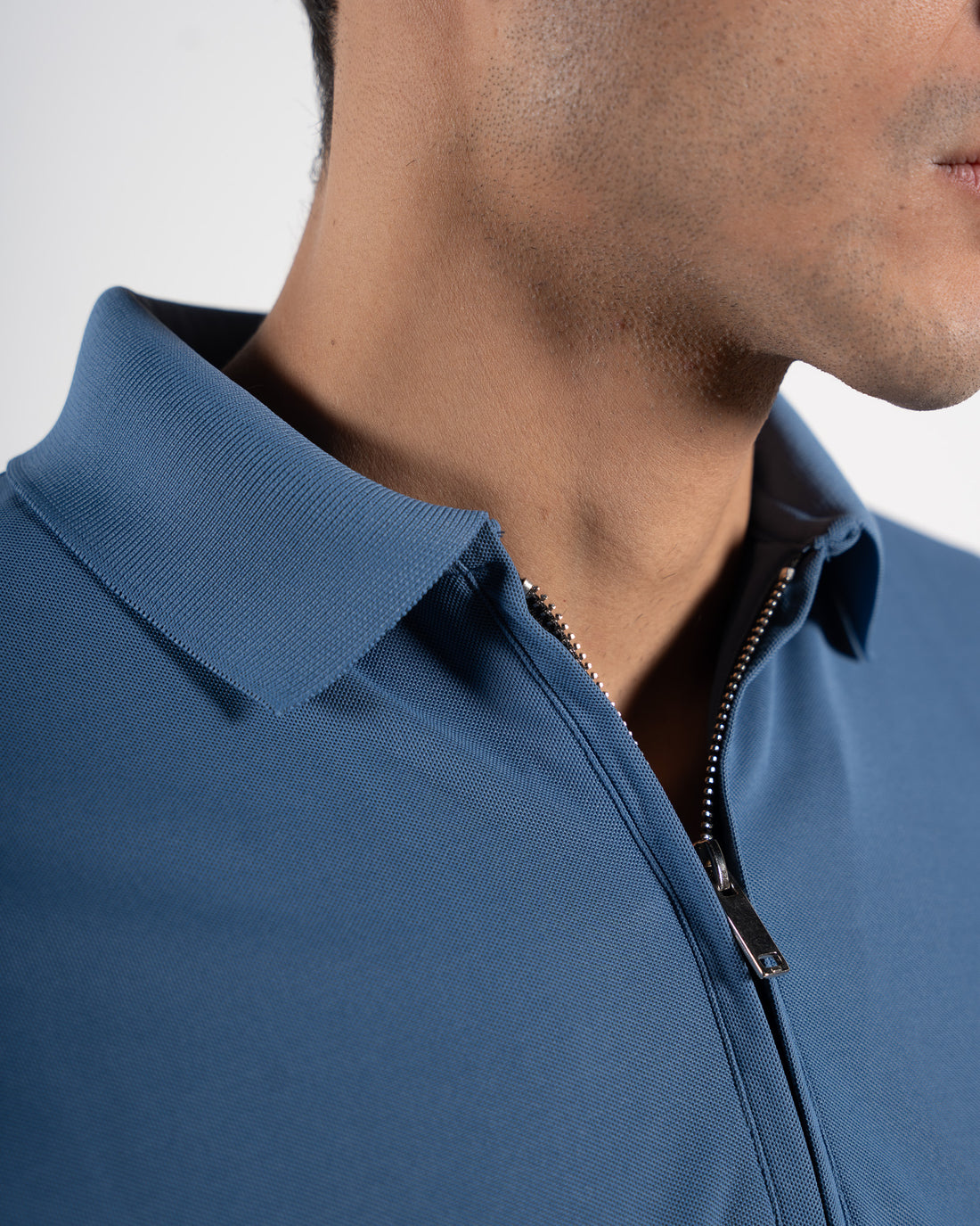 Zipper Atlantic Blue Polo T-Shirt