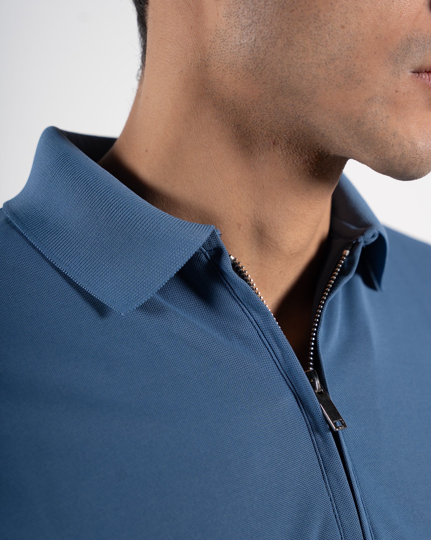 Zipper Atlantic Blue Polo T-Shirt