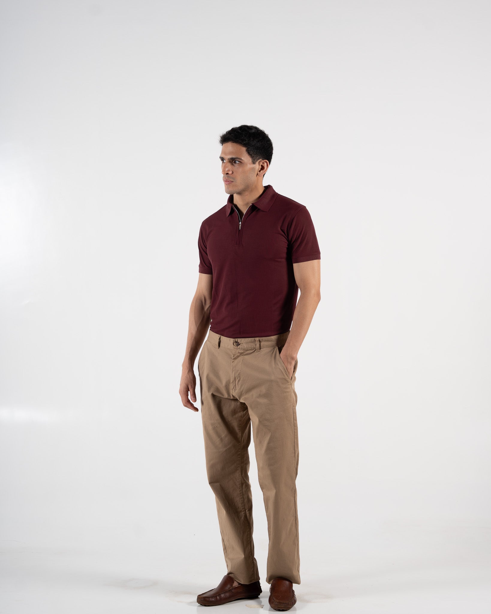 Zipper Regal Red Polo T-Shirt