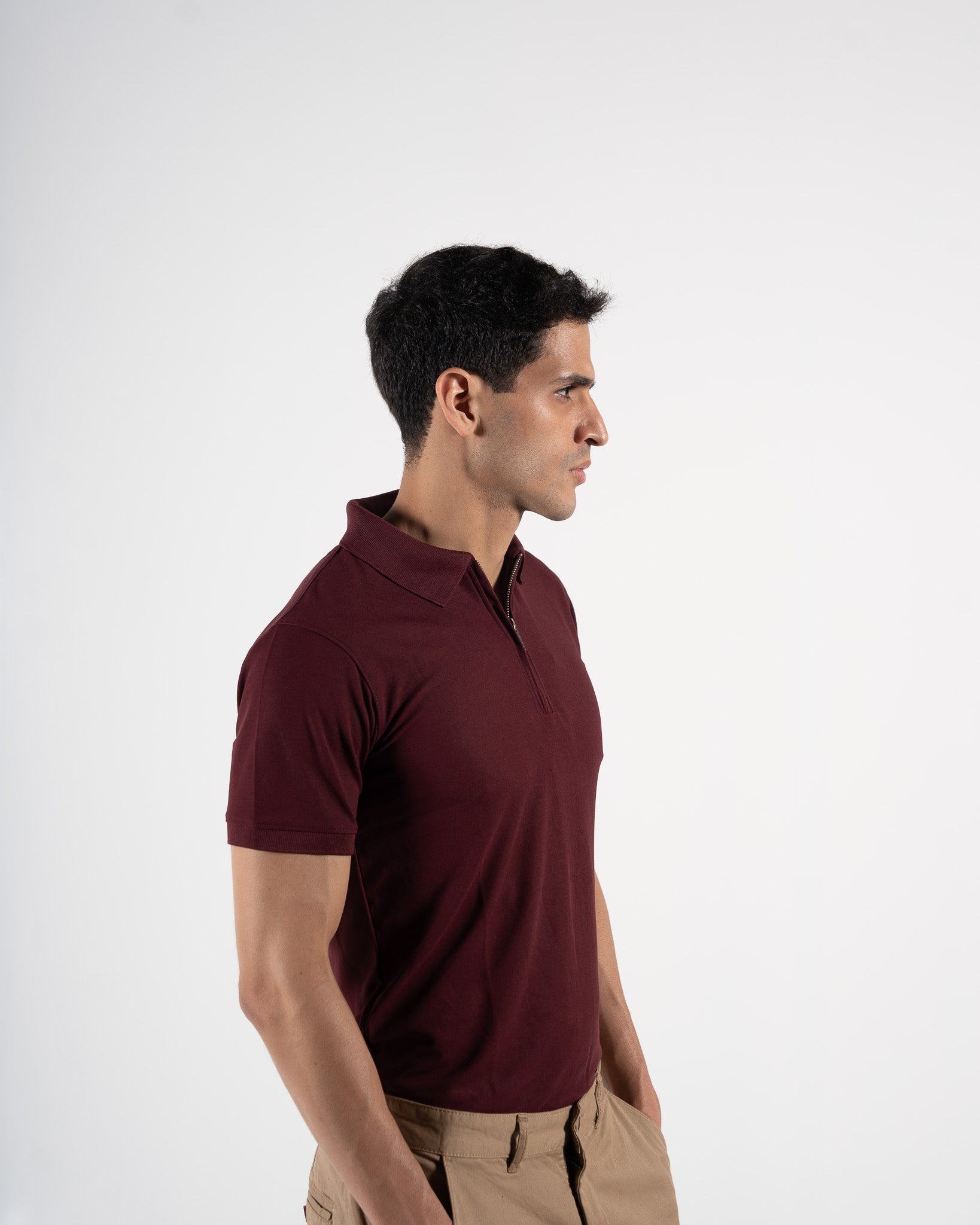 Zipper Regal Red Polo T-Shirt