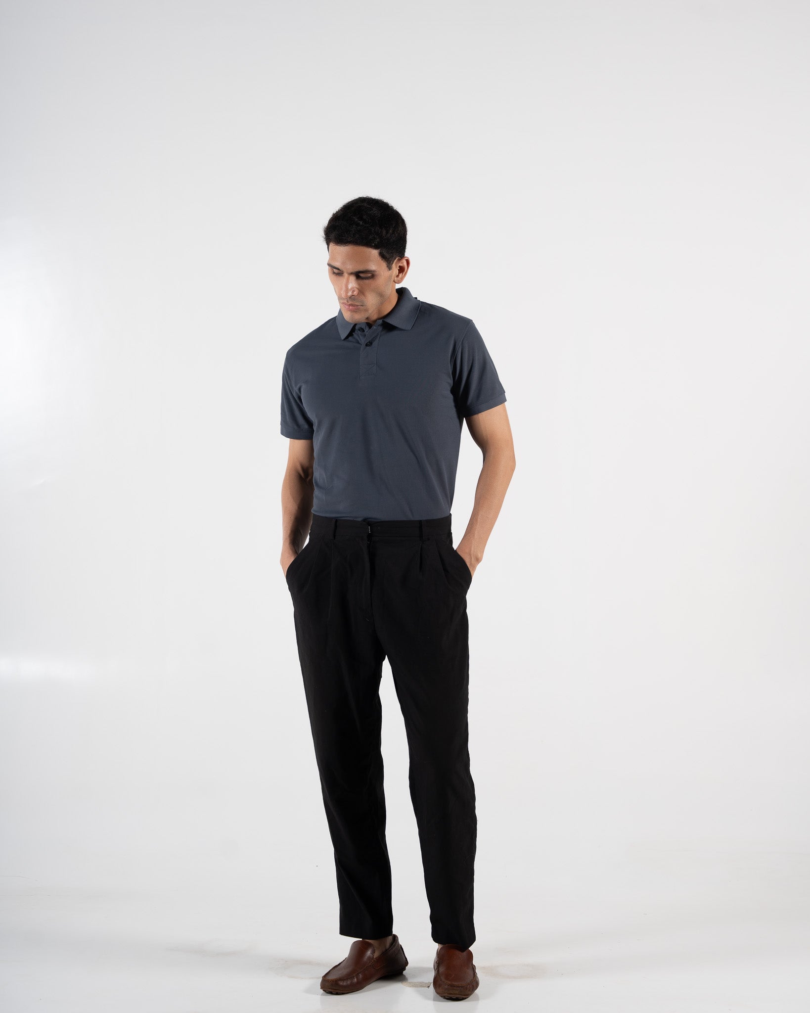Classic Slate Grey Polo T-Shirt