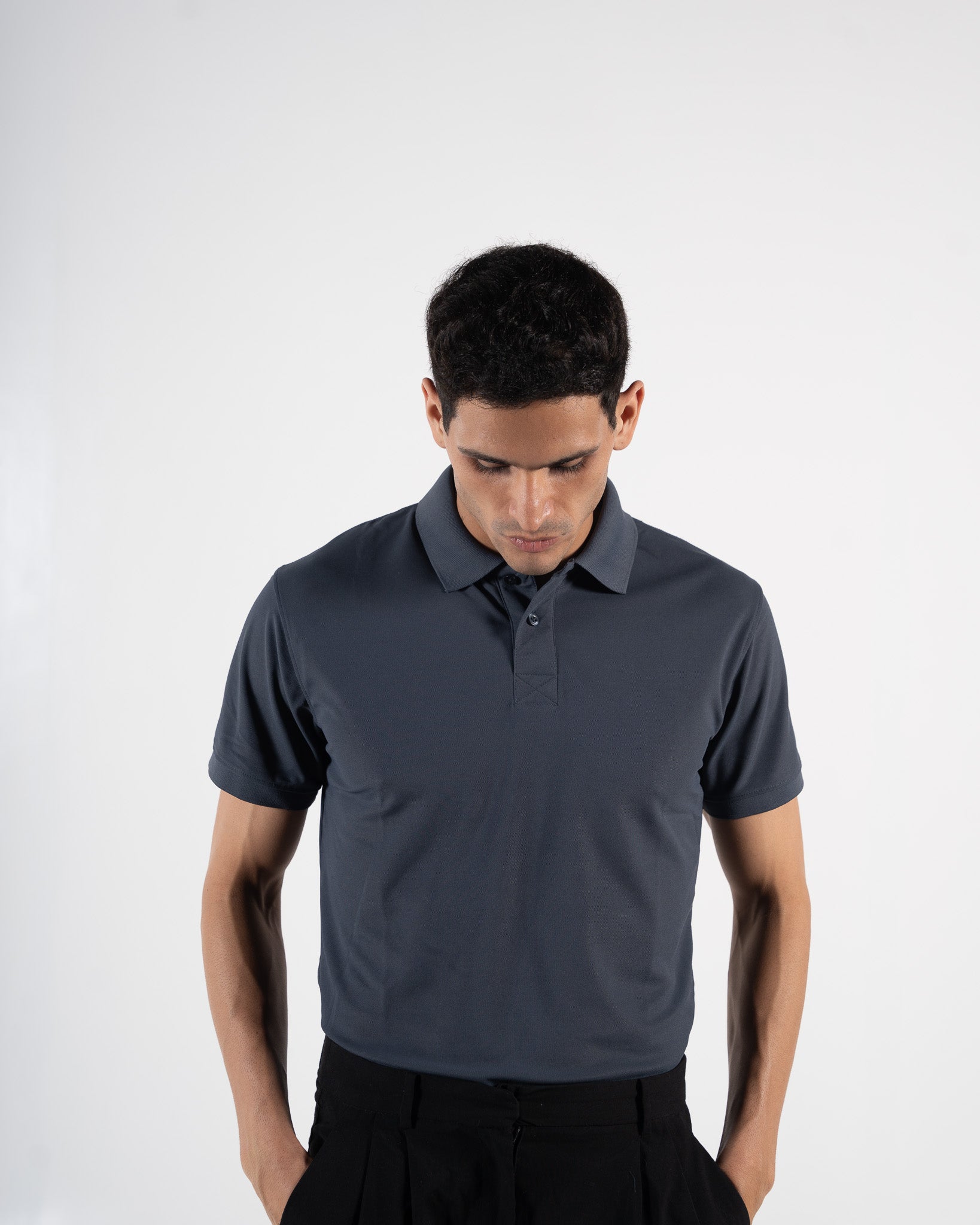 Classic Slate Grey Polo T-Shirt