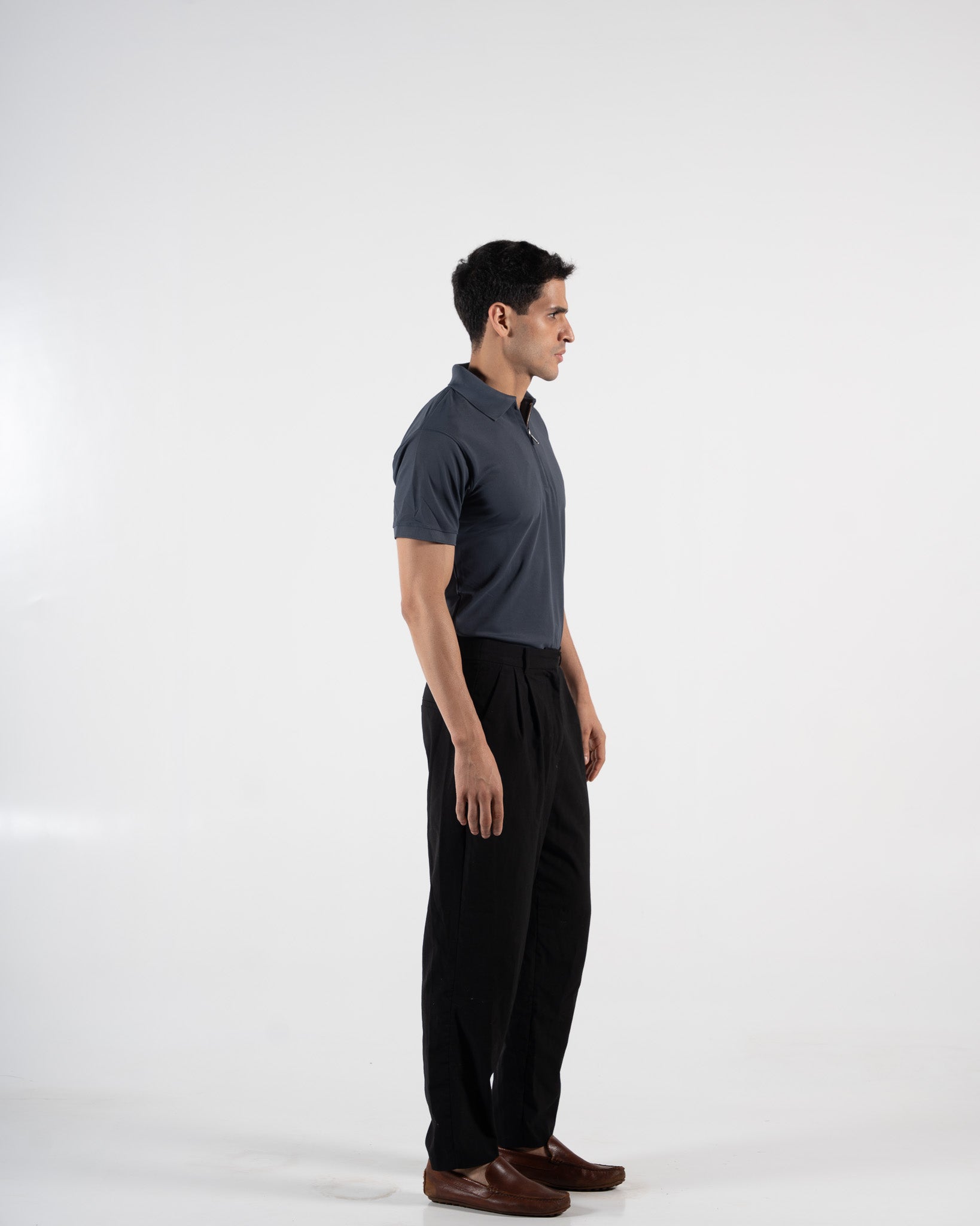 Zipper Slate Grey Polo T-Shirt