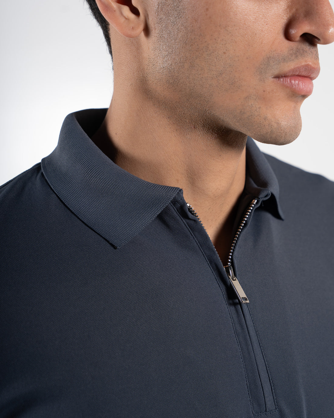 Zipper Slate Grey Polo T-Shirt