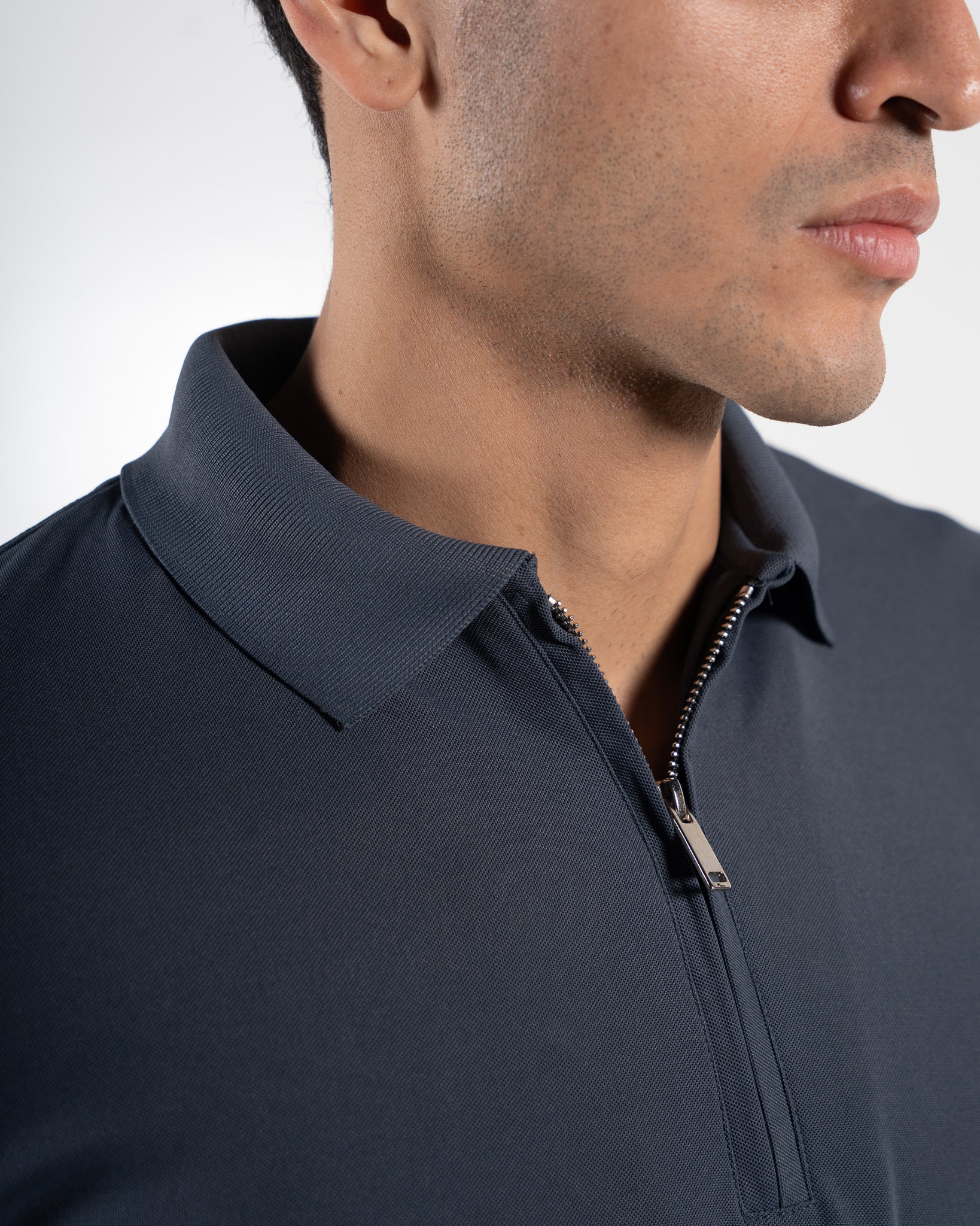 Zipper Slate Grey Polo T-Shirt