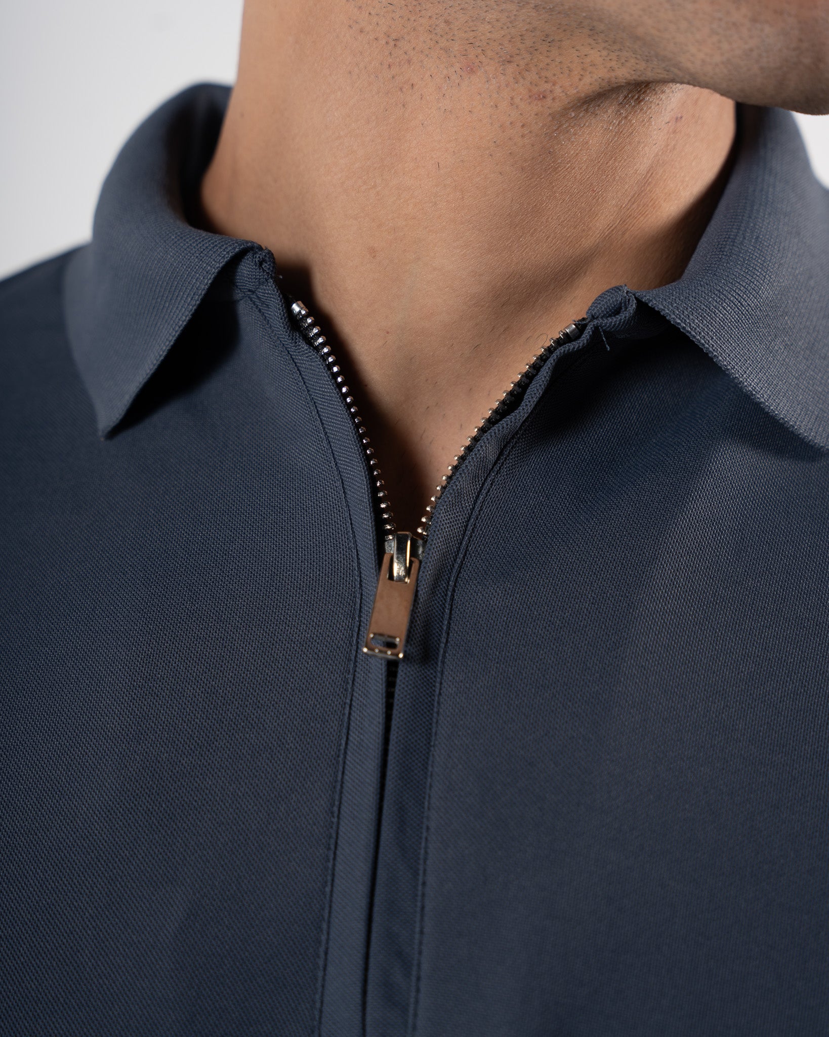 Zipper Slate Grey Polo T-Shirt