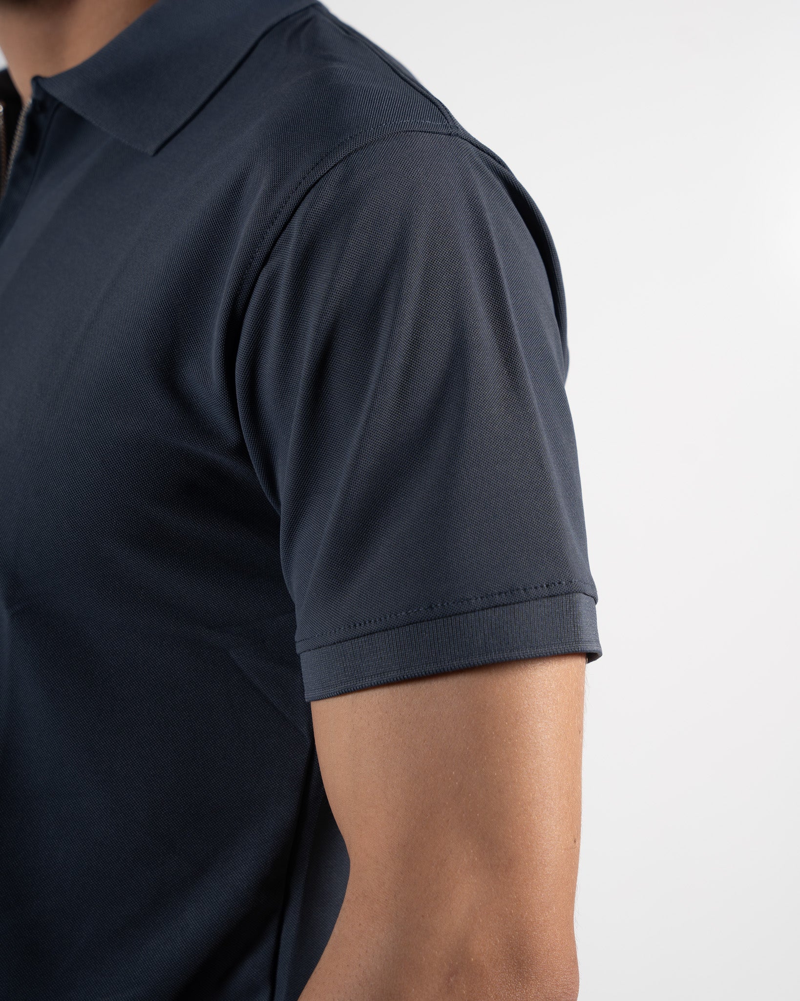 Zipper Slate Grey Polo T-Shirt