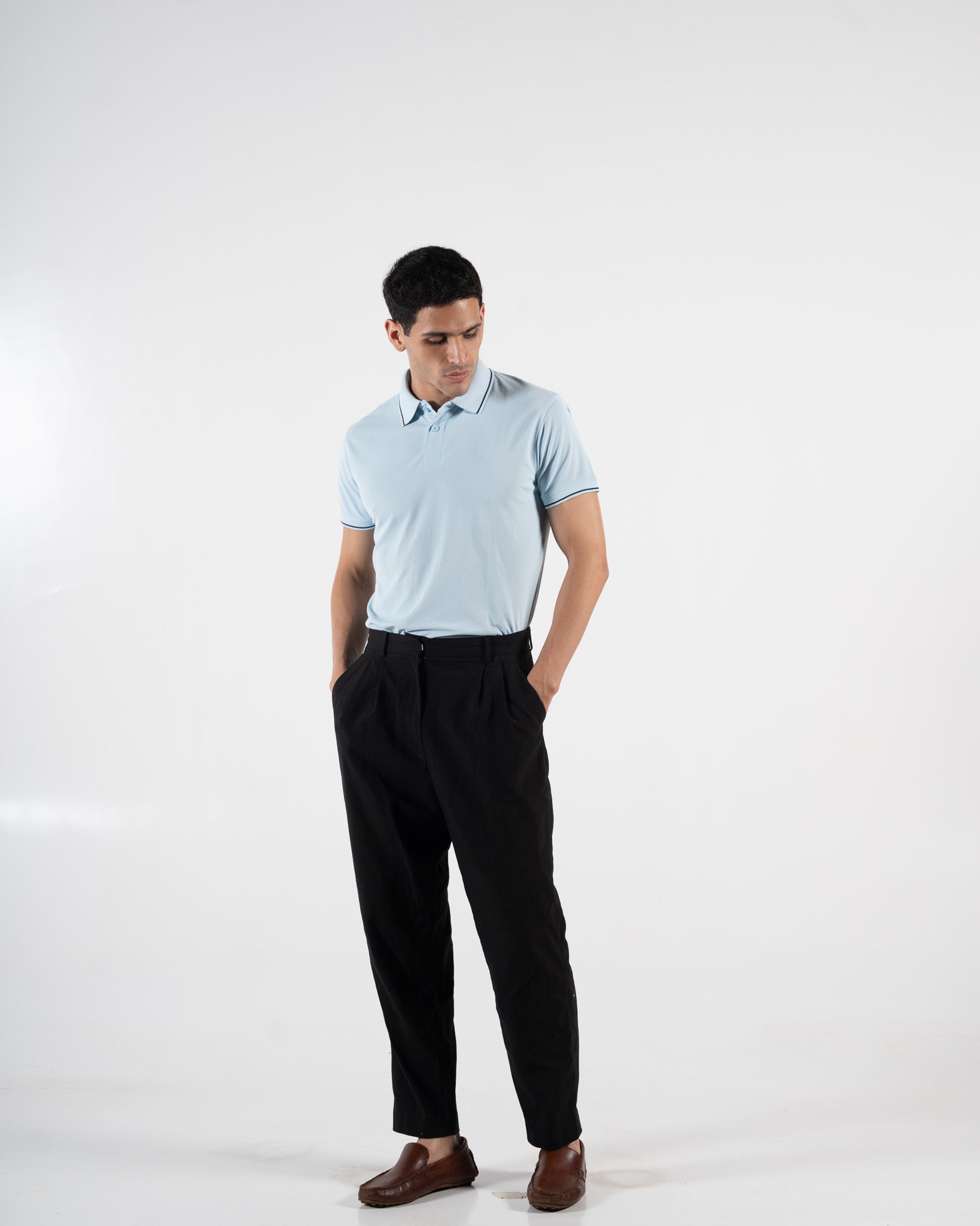 Contoured Arctic Blue Polo T-Shirt
