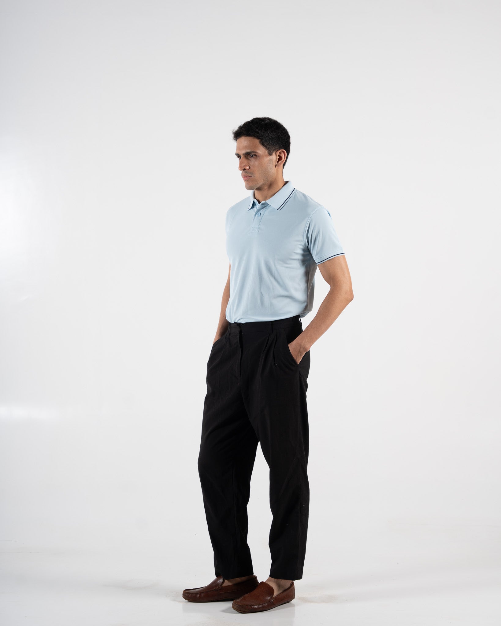 Contoured Arctic Blue Polo T-Shirt